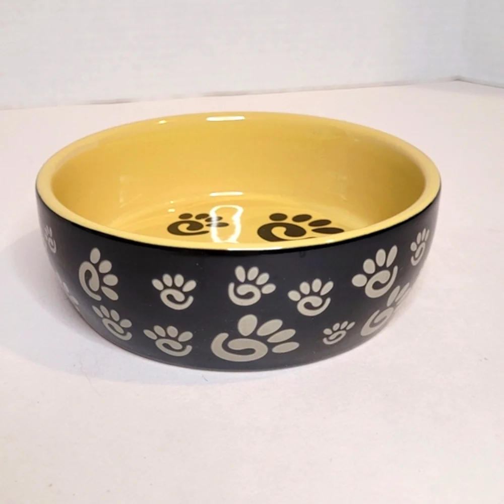 Paw Print Pet Dish Glazed Ceramic NWT